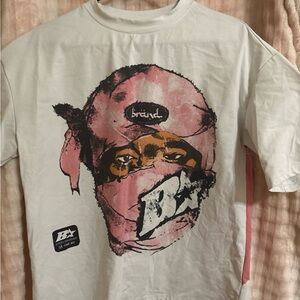 SHEIN White and Pink Graphic T-Shirt